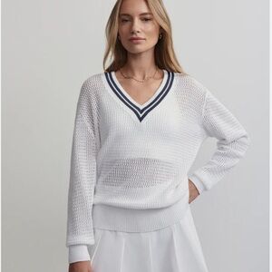 Varley White V-Neck Sweater